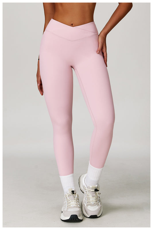 Nude Feel Yoga Pants Cross High Waist Tight Casual Trousers Running Sports Fitness Yoga Pants Yoga Pants - Iyanka