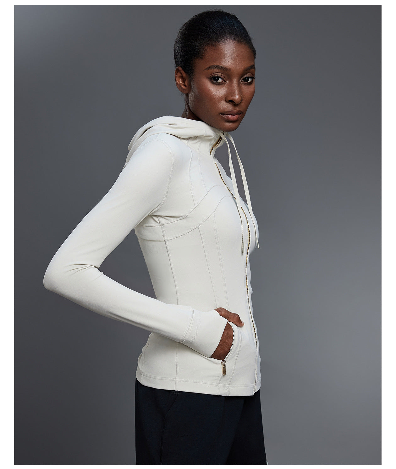 Yoga Jacket Women Slim Fit Slimming Hooded Cardigan Coat Running Sports Fitness Long Sleeved Upper Garment - Iyanka