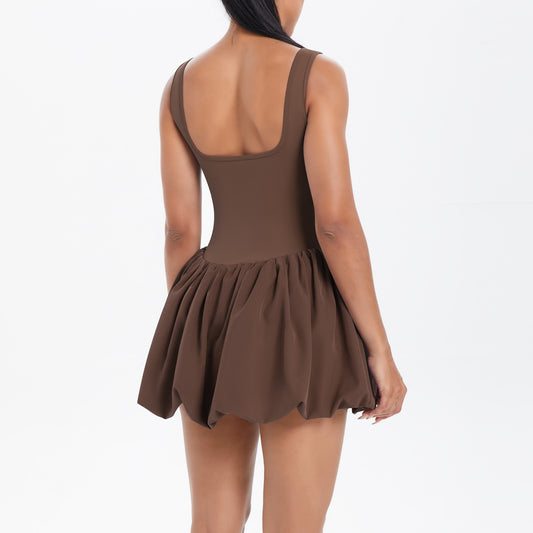 Cool Jumpsuit Tennis Skirt Sexy Beauty Back Pocket Backing Culottes Fitness Solid Color Sports Dress Women - Iyanka