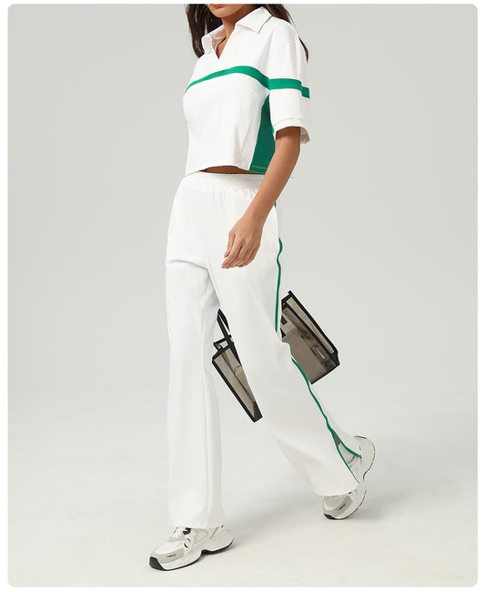 Tennis Sports Two Piece Sets Contrast Color Golf Apparel Suit Loose Casual Running Fitness Clothes - Iyanka