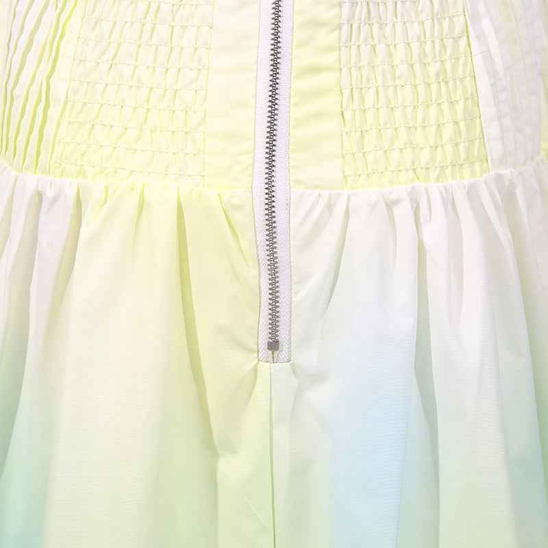 Pleated Slim Summer French Floral Strapless Dress