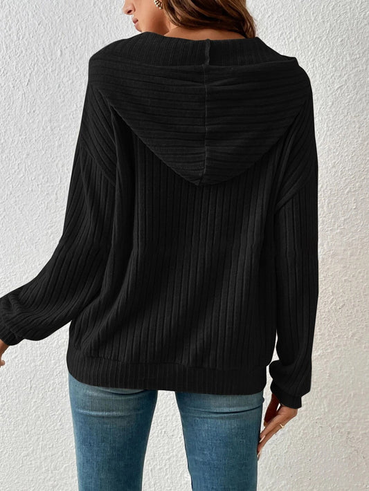 Autumn Winter Knitwear Hooded Sunken Stripe Kangaroo Pocket Long Sleeve Bathroom - Iyanka
