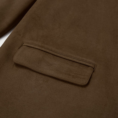 Brown Brushed Velvet Retro Lapels Loose Suede Coat Autumn Winter Maillard Blazers Women - Iyanka