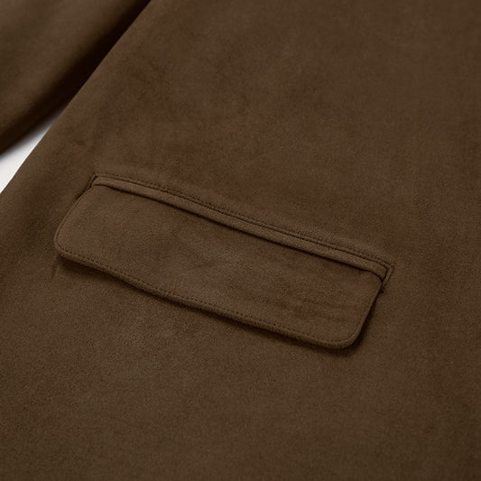 Brown Brushed Velvet Retro Lapels Loose Suede Coat Autumn Winter Maillard Blazers Women - Iyanka