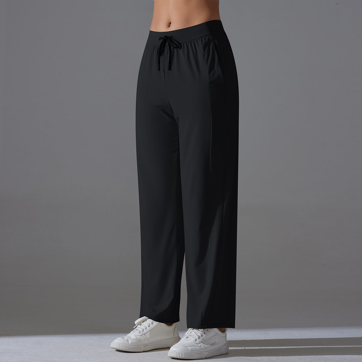 High Waist Cool Feeling Sun Proof Trousers Sports Drawstring Wide Leg Pants Loose Nude Feel Trousers All Matching Fitness Yoga Pants Women - Iyanka