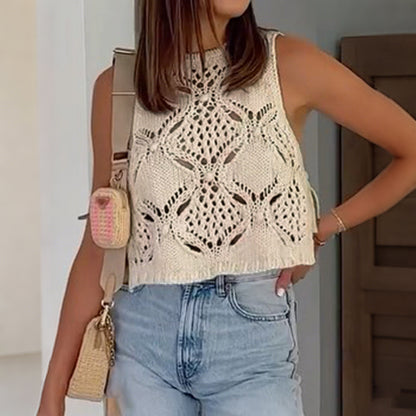 Sexy Sleeveless Hollow Out Cutout Vest Jacket Women Clothing Summer - Iyanka