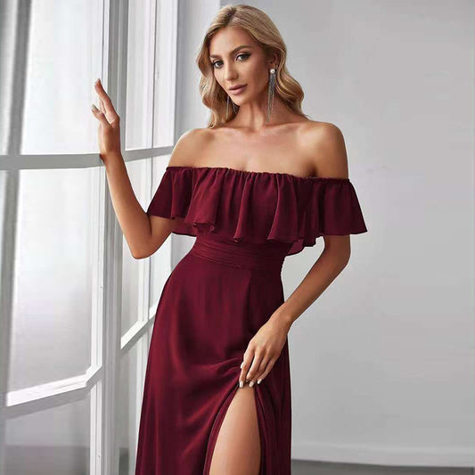 Chiffon Popular Split Cocktail Dress Summer Dress Women Clothing