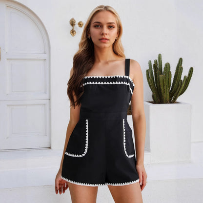 Elegant Embroidered Lace Dress Pocket Height Waistline Matching Craft Sling Ladies Dress - Iyanka