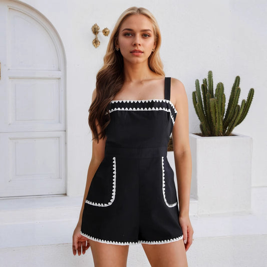 Elegant Embroidered Lace Dress Pocket Height Waistline Matching Craft Sling Ladies Dress - Iyanka