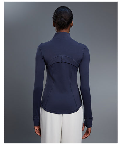 Stand Collar Zipper Yoga Clothes Coat Women Cardigan Running Sports Jacket Waist Tight Thin Fitness Clothes - Iyanka