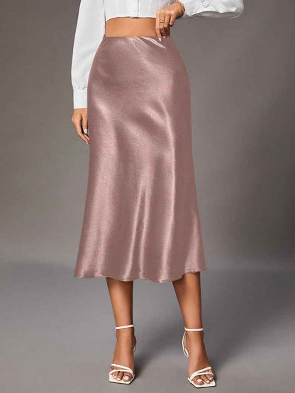 Women Clothing Brand Satin Satin Skirt High Sense Small Artificial Silk Skirt Women Skirt