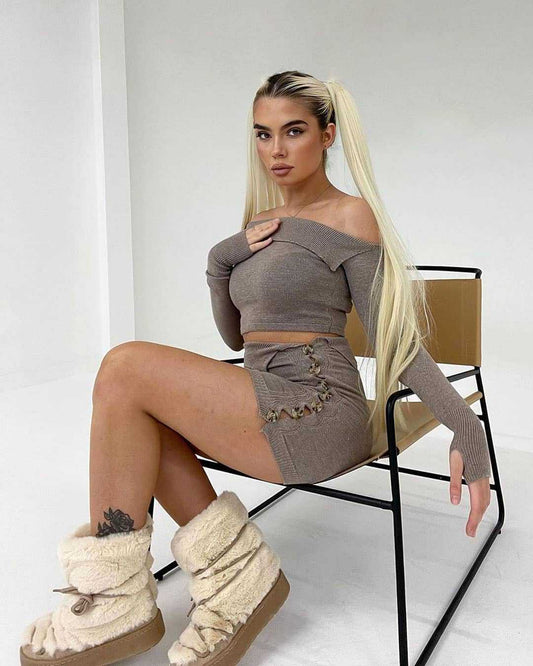 Women Shirt Hip Skirt Two Piece Sets Women - Iyanka