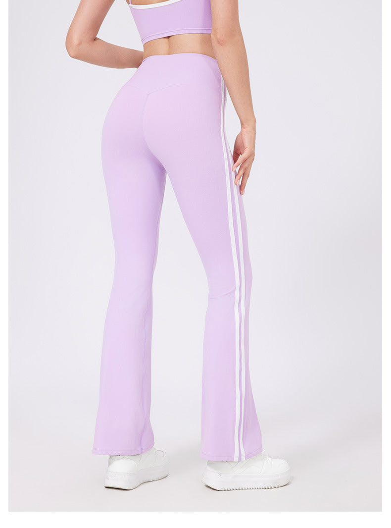 High Waist Yoga Pants Sexy Running Sports Peach Hip Raise Fitness Pants Nude Feel Stretch Flared Pants - Iyanka