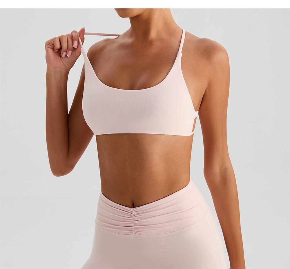 Backless Traceless Cross Strap Yoga Underwear Women Bra with Chest Pad Sports Quick Drying Chest Slimming Fitness Outerwear Bra - Iyanka