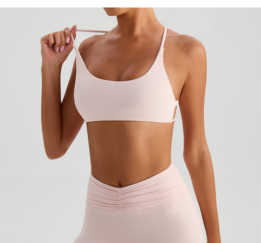 Backless Traceless Cross Strap Yoga Underwear Women Bra with Chest Pad Sports Quick Drying Chest Slimming Fitness Outerwear Bra - Iyanka