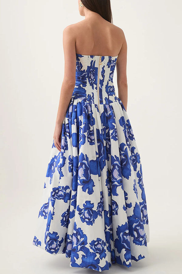 French Socialite Dress Tube Top High Waist Pleated Design Pettiskirt Women Dress