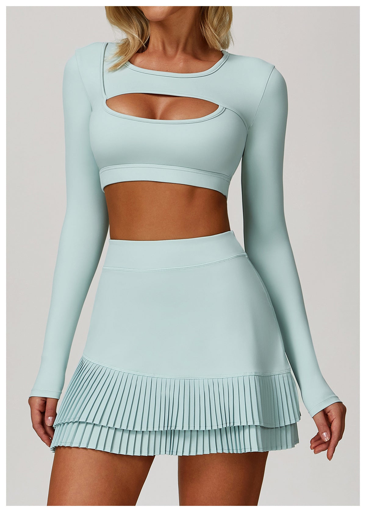 Nude Feel Tight Yoga Long Sleeve Shockproof Sports Hollow Out Cutout T shirt Running Workout Yoga Top - Iyanka