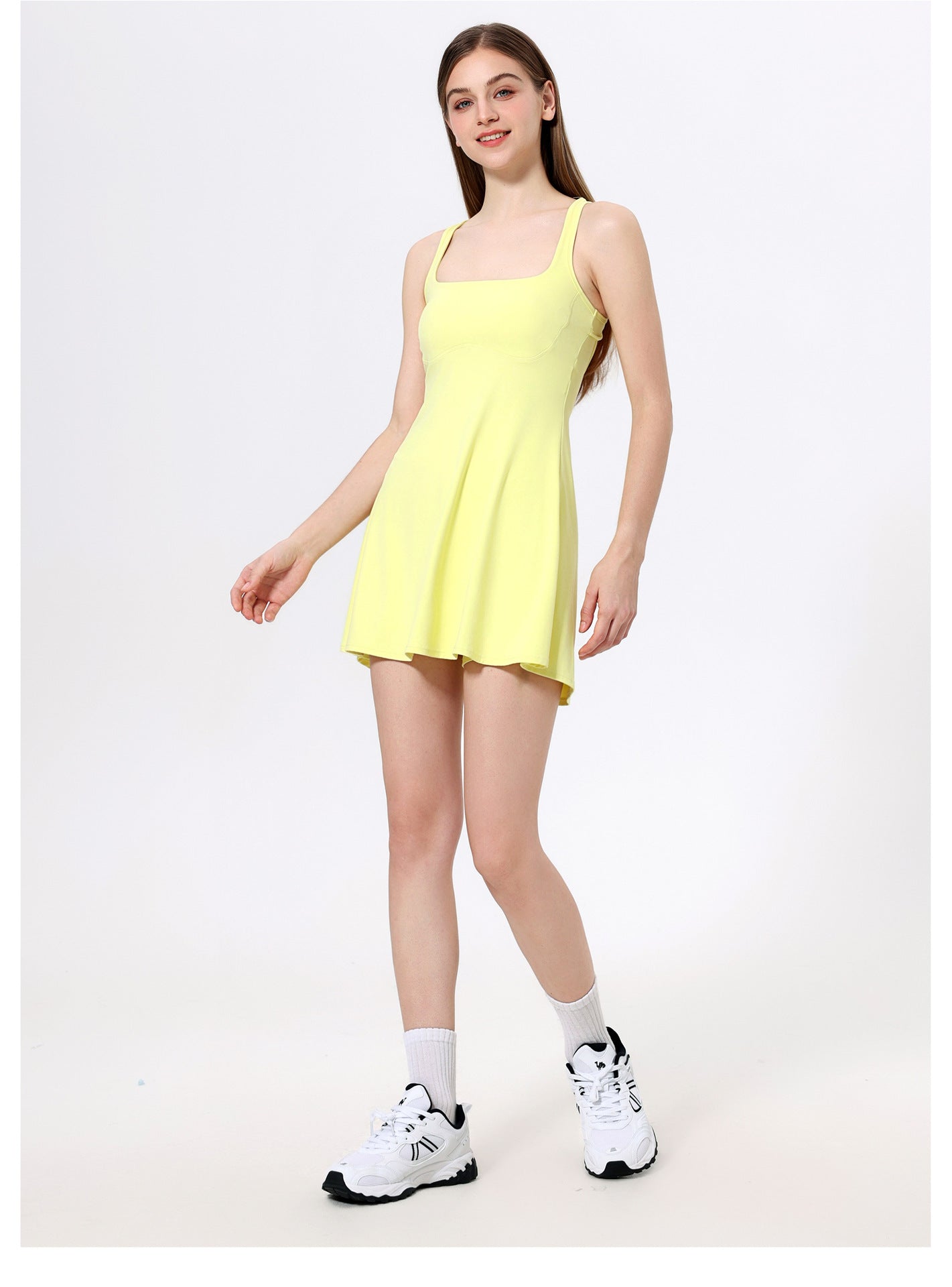 Two Piece Sets Nude Feel Sports Dress Back Shaping Safety Leggings Outdoor Running Fitness Tennis Skirt - Iyanka