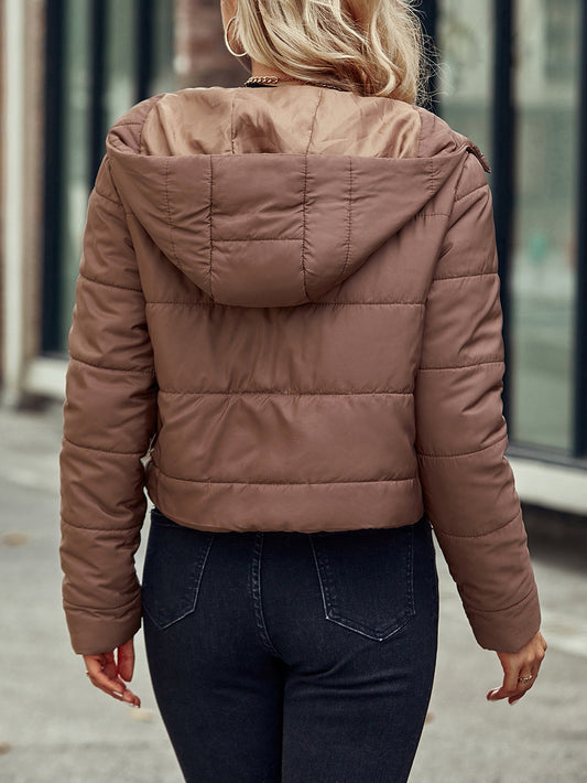 Women Clothing Casual Zipper Cotton Coat Jacket Hooded Coat Women - Iyanka