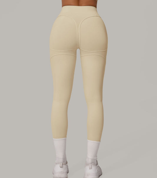 Autumn Sand High Waist Hip Lift Brushed Yoga Pants Running Quick Drying Fitness Pants Waist Slimming Hip Tight Sports Pants - Iyanka