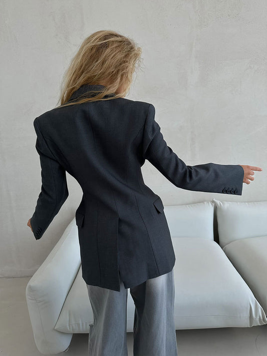 Autumn Winter V neck Waist Blazers Tight Women High Grade Slim Fitting Blazers Light Luxury Design Blazer - Iyanka