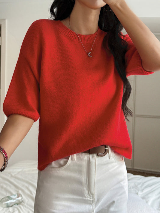 Women Casual Holiday Atmosphere Short Sleeve Sweater - Iyanka