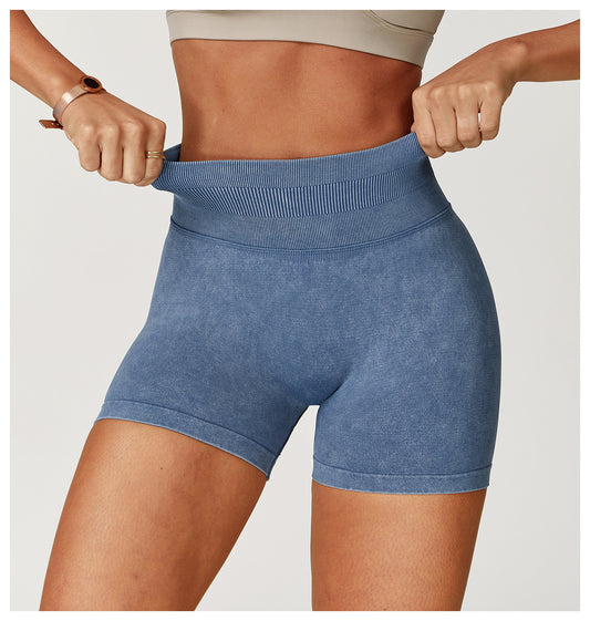 Seamless Stone Washed Yoga Shorts High Waist Hip Lift Shorts Skinny Running Sports Fitness Yoga Pants Women - Iyanka