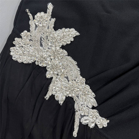 Diamond Slim Fit Long Sleeve Bandage Dress Sexy Mesh Stitching Sheath Dress Party Dress