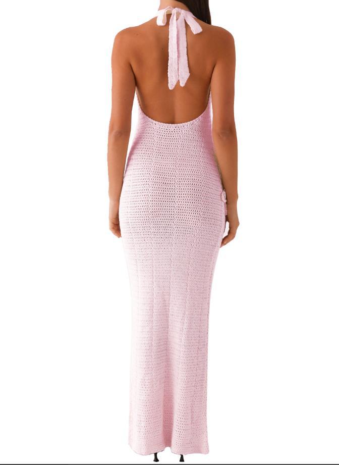 Sexy Hollow Out Cutout Floating Floral Halter Backless Sleeveless Casual Vacation Beach Dress - Iyanka