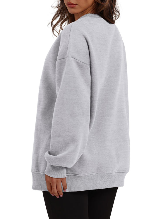 Autumn Winter Women round Neck Long Sleeved Sweatshirt Pullover Fleece Sweater - Iyanka