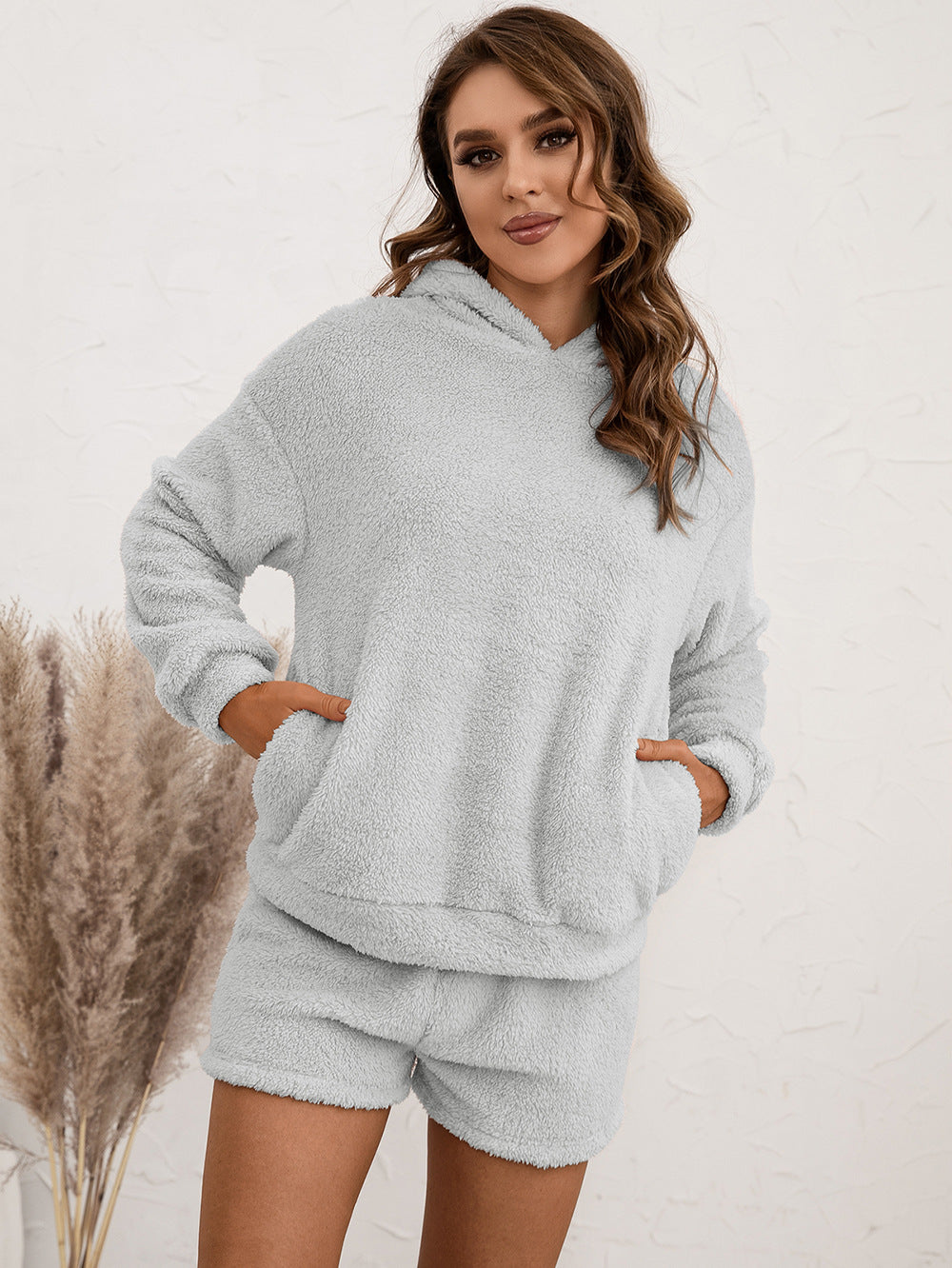 Plush Hooded Sweater Set Casual Homewear Double-Sided Plush Two-Piece Set Women - Iyanka