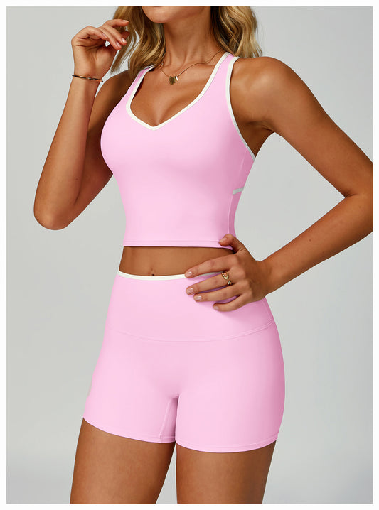 Contrast Color Binding Sports Vest Naked Women Feeling Hollow Out Cutout out Beauty Back Exercise Underwear Skinny Running Workout Clothes - Iyanka