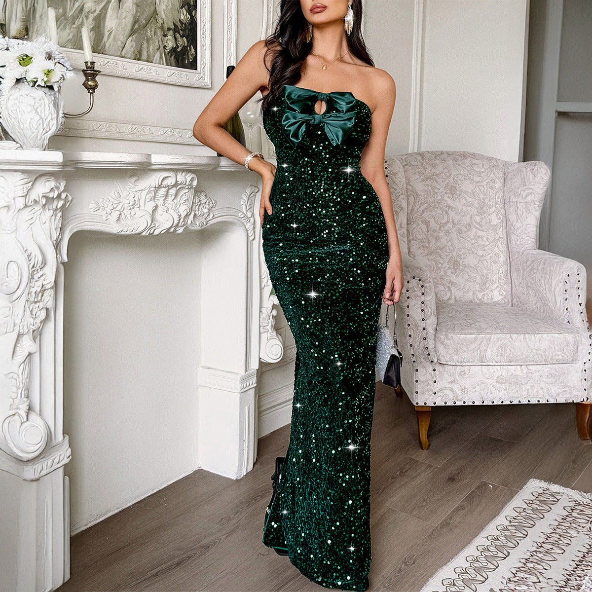 Women Elegant Evening Dress Tube Top Sexy Maxi Dress - Iyanka