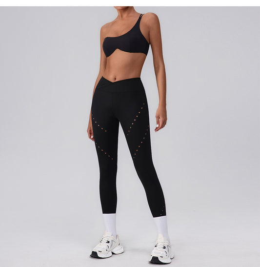 Quick Drying Sexy Inverted Triangle Sports Yoga Trousers Outer Wear Workout Ankle Length Pants Seamless Jogging Clothes Women - Iyanka