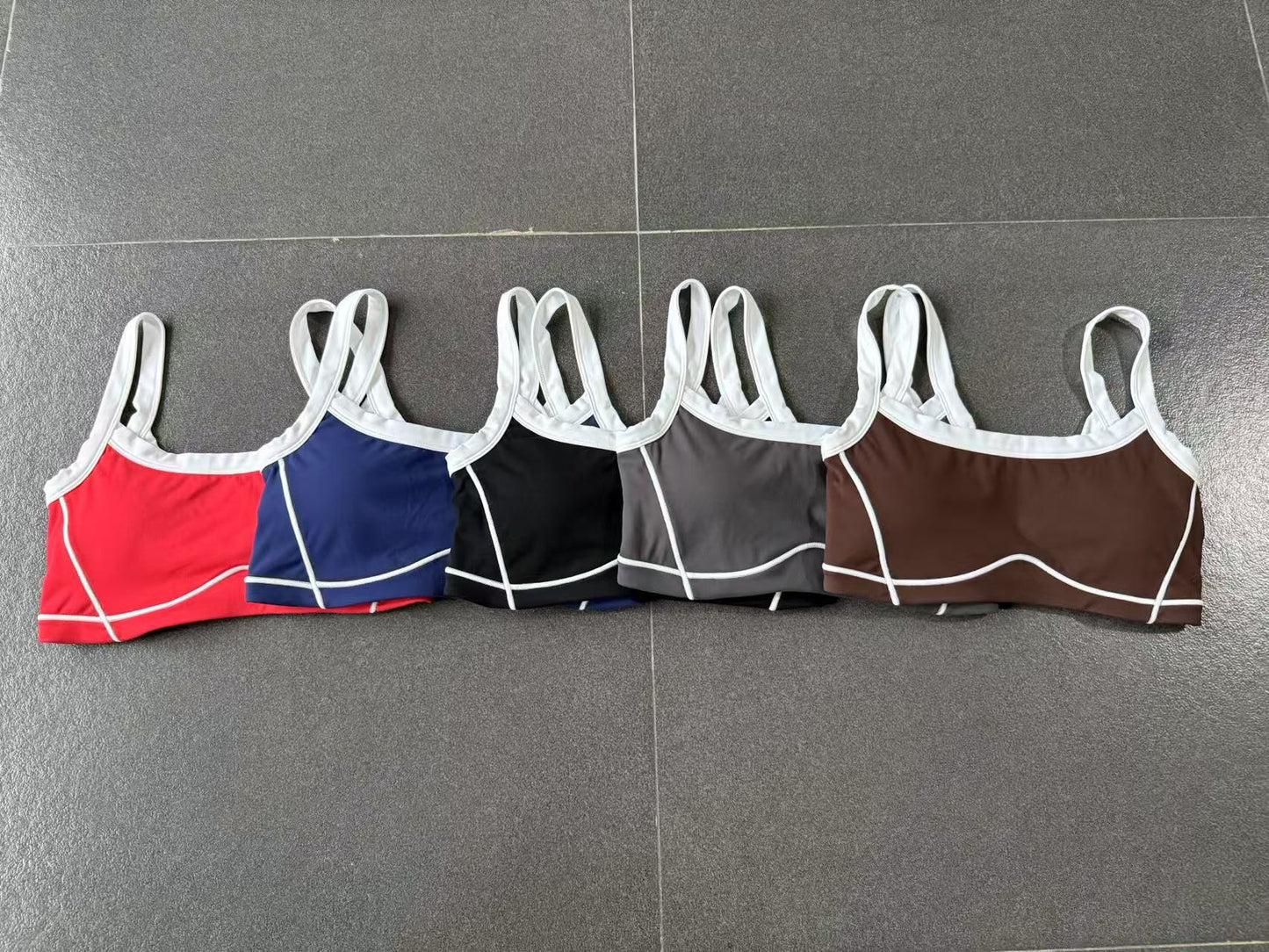 Autumn Sand Color Contrast Patchwork Yoga Bra Double Shoulder Strap Beauty Back Quick Drying Sports Tops Outerwear Running Yoga Clothes - Iyanka
