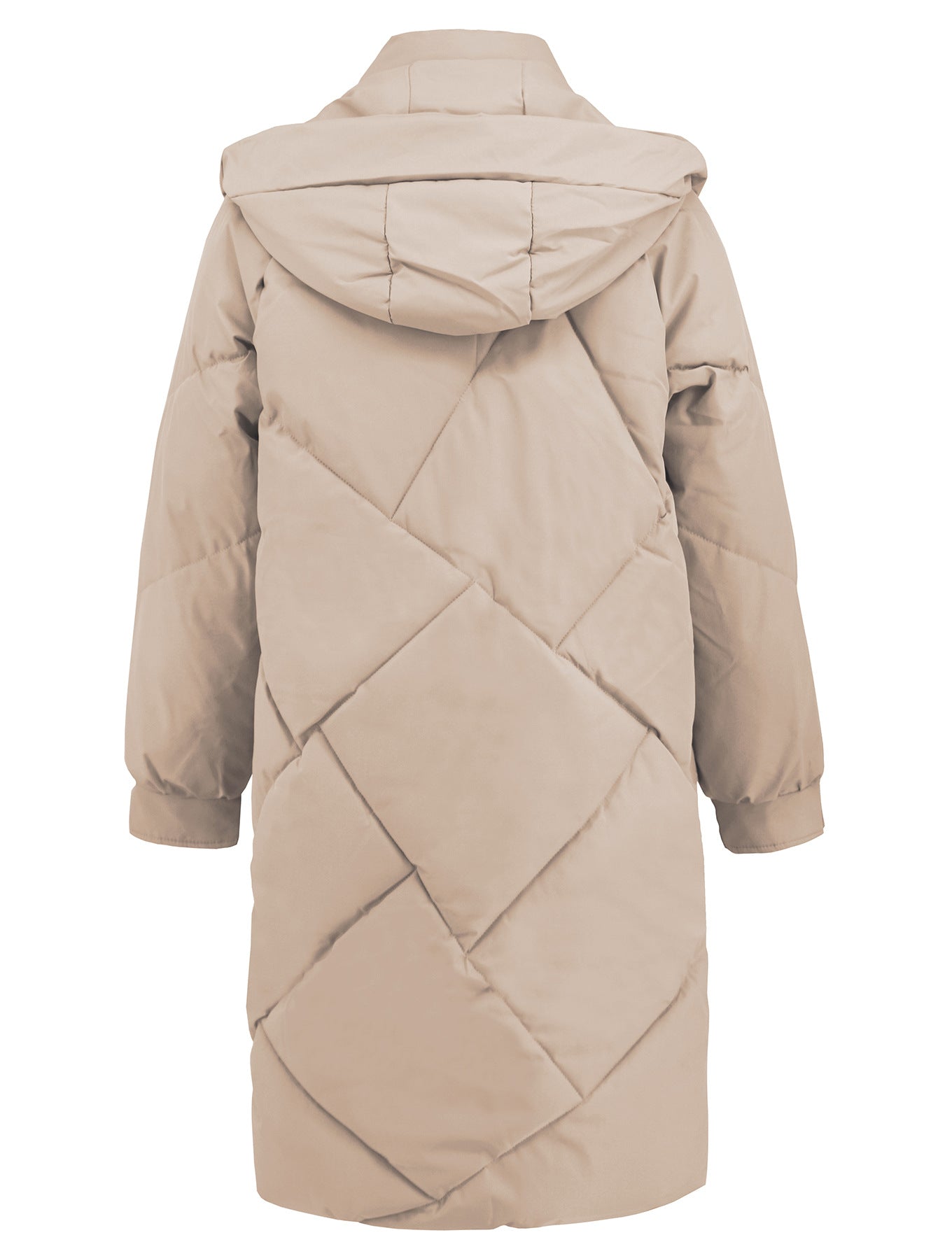 Autumn Winter Women Clothing Mid Length Cotton Padded Coat Stand Collar Hooded Long Sleeve Thermal Slim Fit Cotton Padded Coat - Iyanka