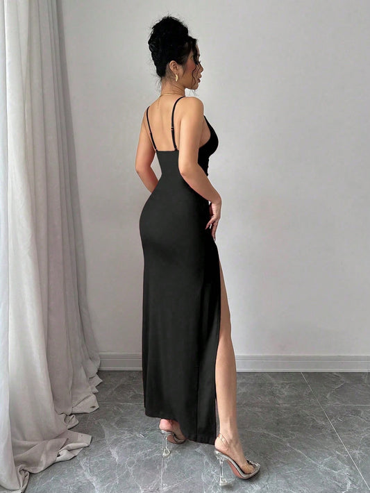 Women Clothes Hollow Out Cutout Sexy Sling Dress Summer Simplicity Black Cocktail Dress