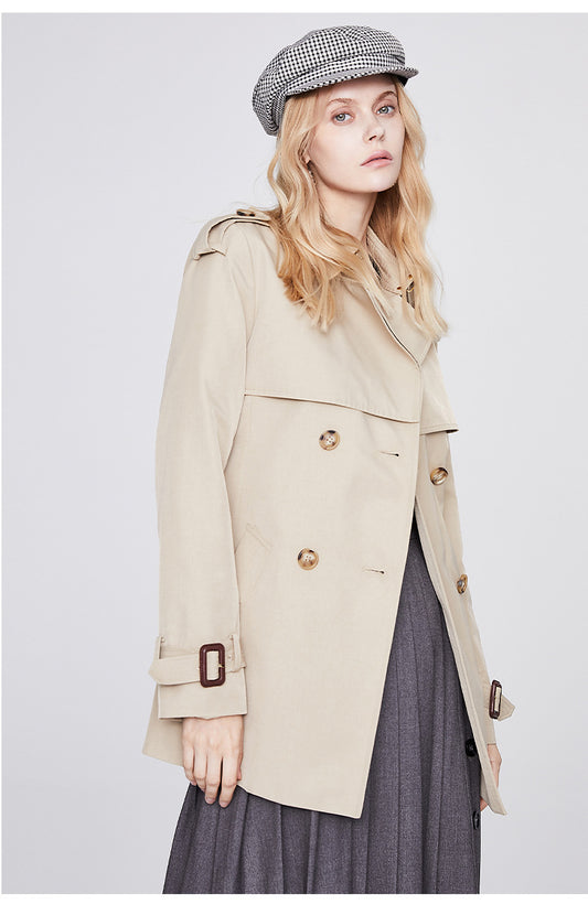 Trench Coat for Women Autumn Winter Women Overcoat Double Breasted Short Coat for Women - Iyanka