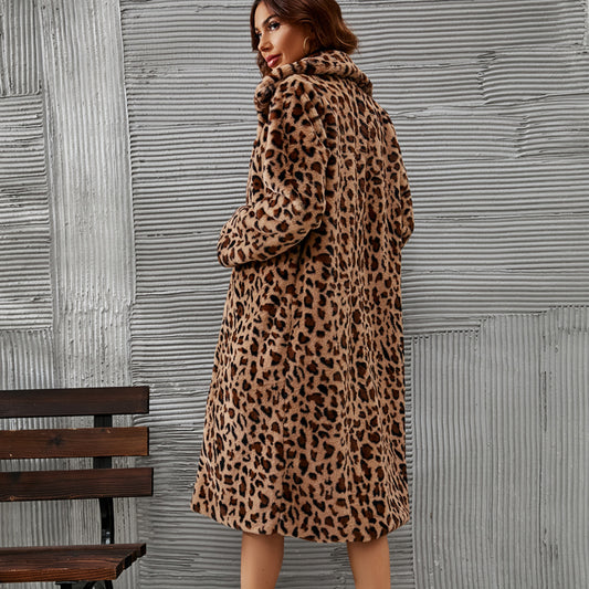 Casual Square Collar Faux Fur Overcoat Plush Long Coat Autumn Winter Coat Women - Iyanka