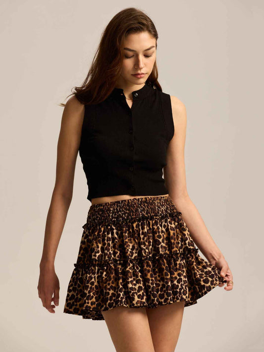 Floral Skirt Pants Lined A line Skirt High Quality Smocking Tight Waist Elastic Culottes