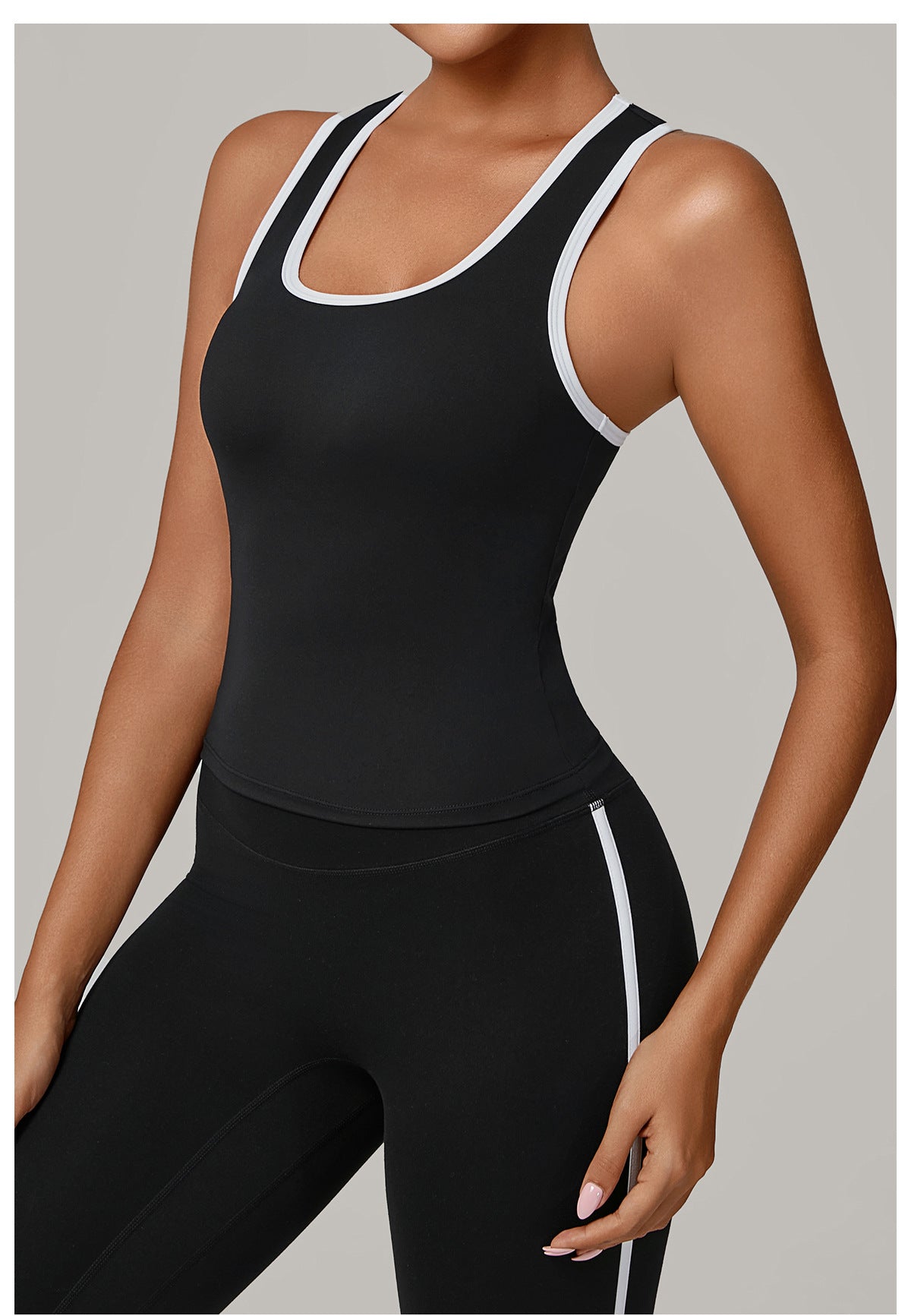 No Chest Pad Stitching Contrast Color Beauty Back Yoga Vest Quick Drying Workout Top Outer Wear Running Exercise Vest Women - Iyanka