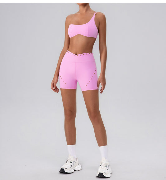 Summer Training Workout Clothes Outer Wear Beauty Back Hollow Out Cutout Vest Oblique Shoulder Yoga Bra Top Nude Feel Sports Underwear for Women - Iyanka