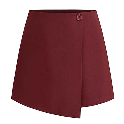 Women Clothing Irregular Asymmetric Stretch Pantskirt Summer High Waist Zipper Button Culottes for Women
