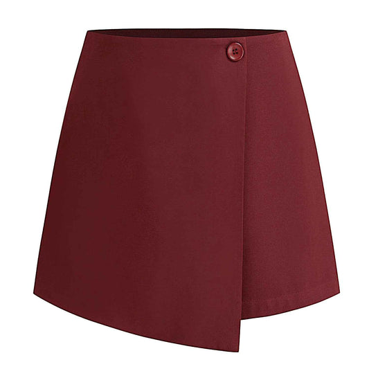 Women Clothing Irregular Asymmetric Stretch Pantskirt Summer High Waist Zipper Button Culottes for Women