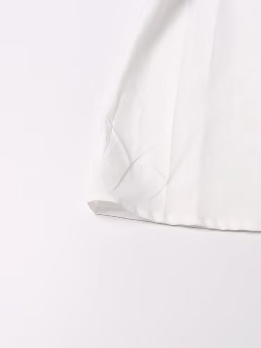 Retro Autumn Polo Collar Long Lantern Sleeve Mid Length with Embroidery Hollow Out Cutout out Solid Color Dress for Women