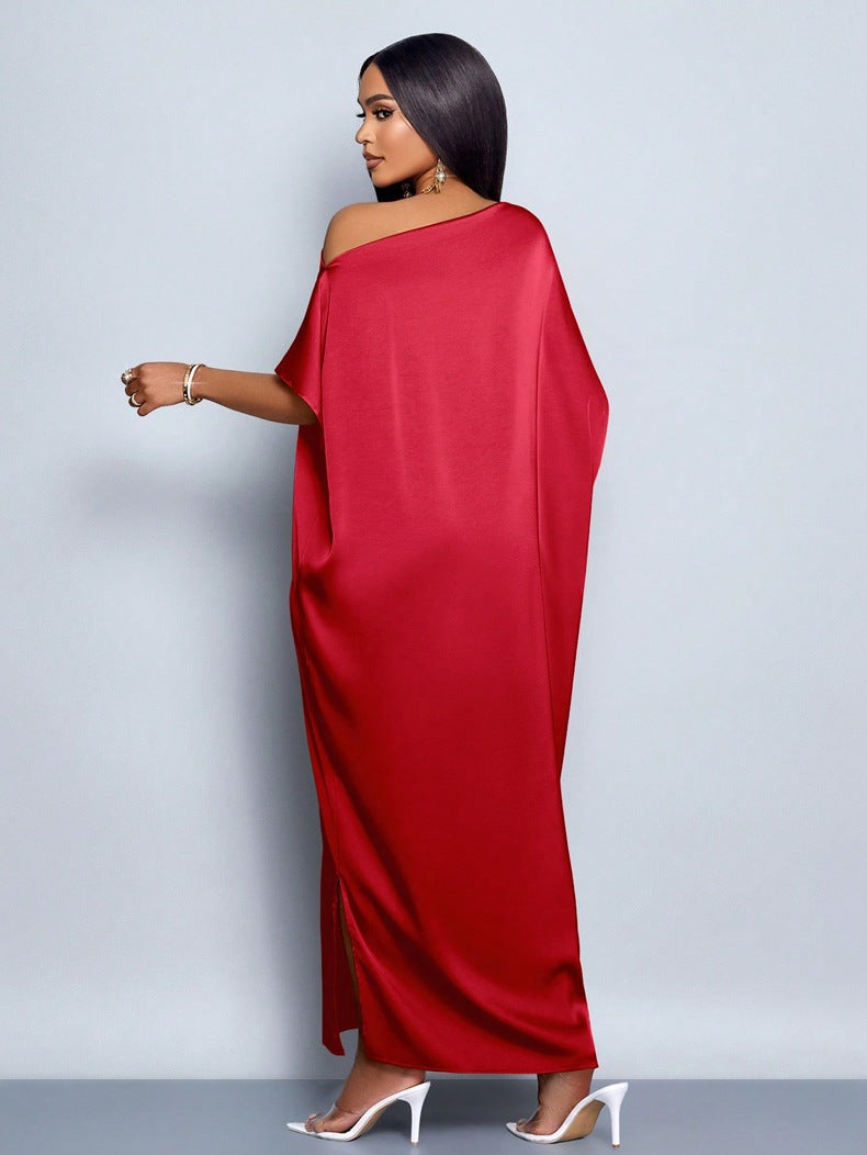 Women Clothing Early Autumn Satin Dress Yellow Satin Maxi Dress - Iyanka