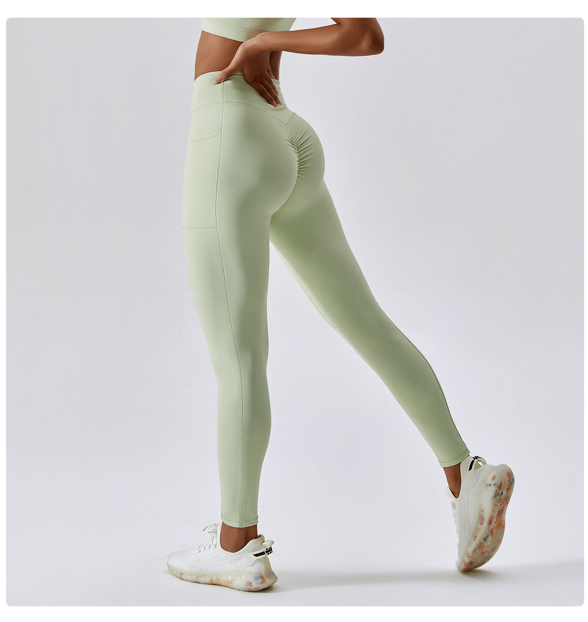 Nude Feel Yoga Pants Hip Lifting Pocket Quick Drying Fitness Pants Criss Cross Waist Head Skinny Running Sports Pants Women - Iyanka