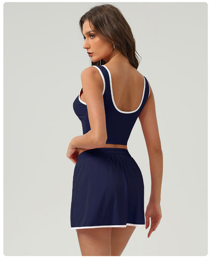 Summer Sports Casual Suit Running Exercise Vest Short Skirt Golf Suit Badminton Tennis Women - Iyanka