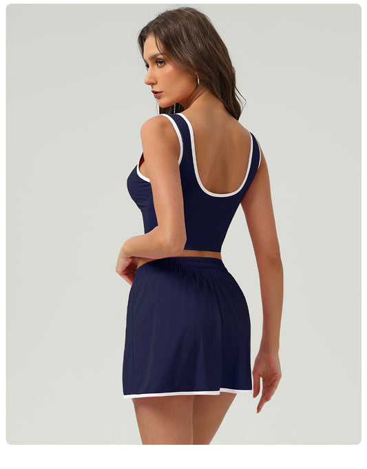 Summer Sports Casual Suit Running Exercise Vest Short Skirt Golf Suit Badminton Tennis Women - Iyanka