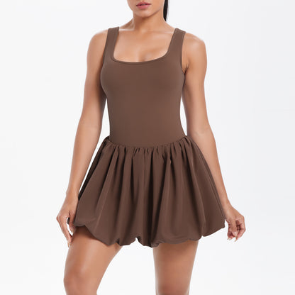 Cool Jumpsuit Tennis Skirt Sexy Beauty Back Pocket Backing Culottes Fitness Solid Color Sports Dress Women - Iyanka